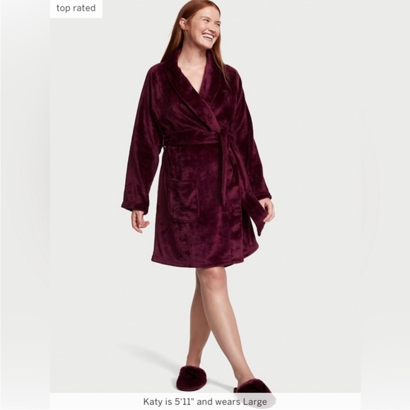 Victoria's Secret Burgundy Short Cozy Robe - Picture 1 of 6